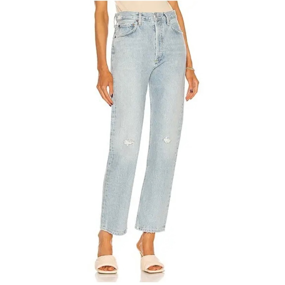 AGOLDE 90s Pinch High Rise Straight Jeans in Blue Flashback Wash Sz. 28